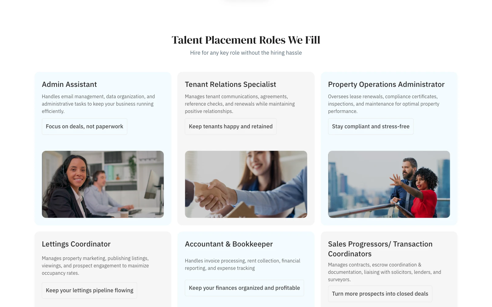 Talent Placement Roles We Fill.