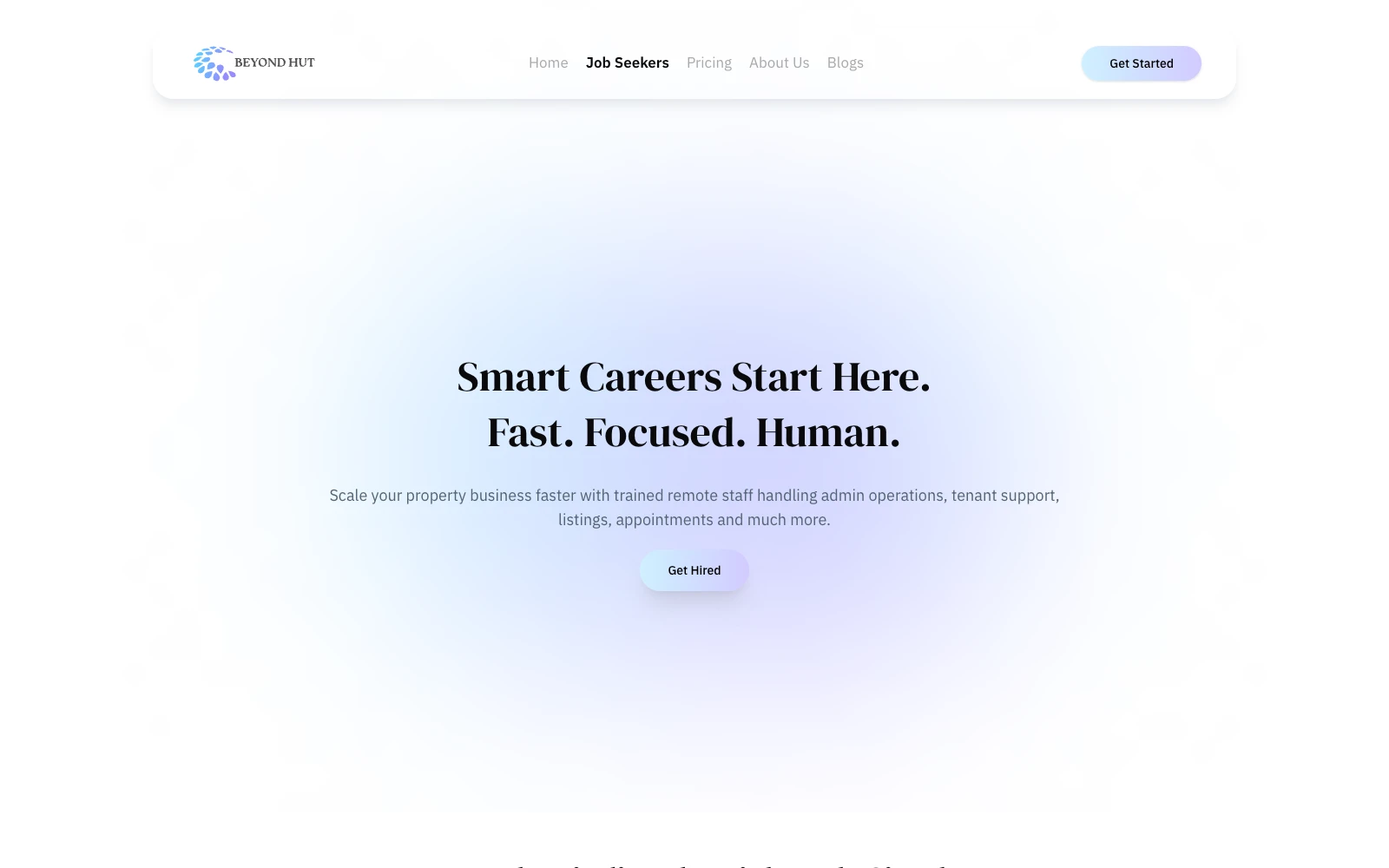 The Beyond Hut Job seekers page: Smart Careers Start Here.