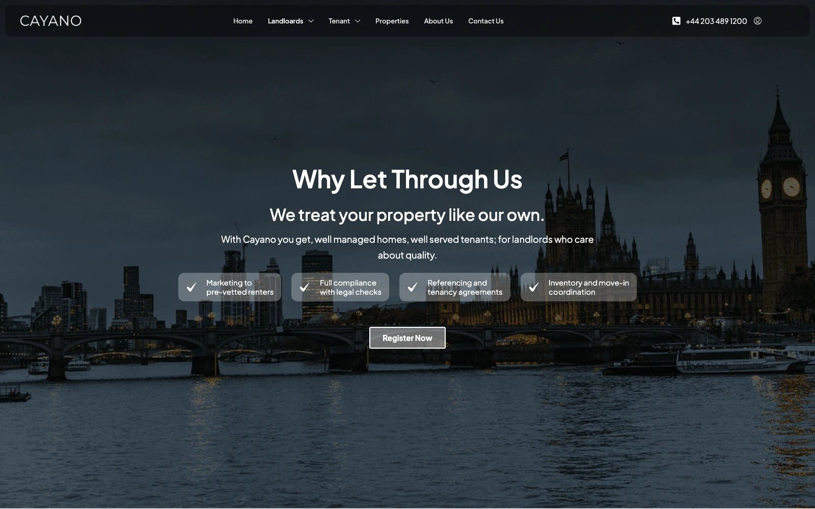 The Cayano page for landlords.